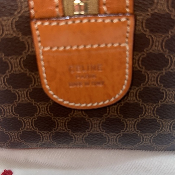 Celine Macadam Pattern Mini Boston Bag Handbag PVC x Leather Dark Brown - Picture 2 of 12